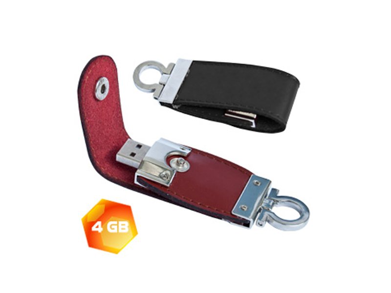 Memoria USB de Piel - Capacidad de 4GB en un DiseÃ±o Elegante de Piel y Metal en Negro y CafÃ©