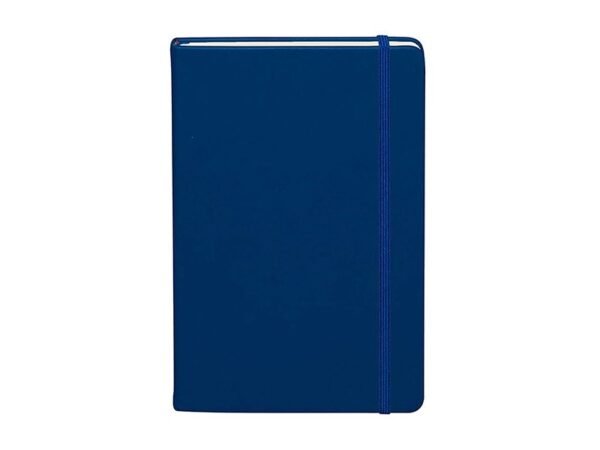 Libreta Ebba de cubierta dura en PU con banda elástica y sobre porta documentos para imagen profesional.