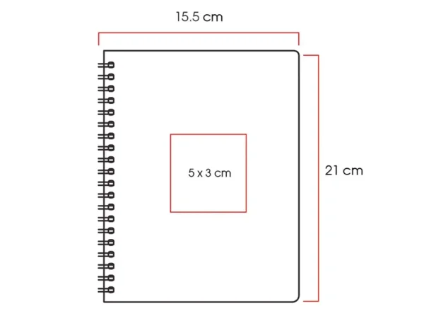 Cuaderno Atlanta con cubierta dura de PU suave al tacto y encuadernación de espiral con 80 hojas rayadas. Medidas