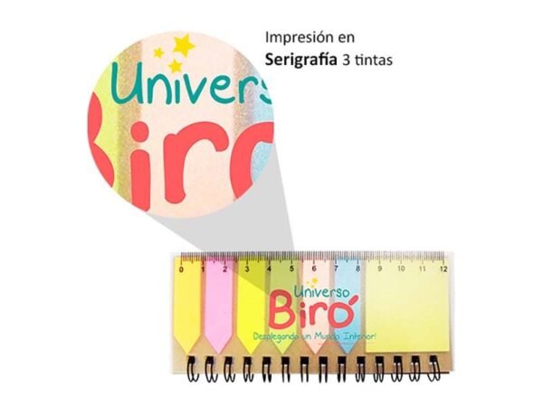 Libreta Notas Adhesivas ecológica de cartoncillo y papel reciclados con banderines de colores.