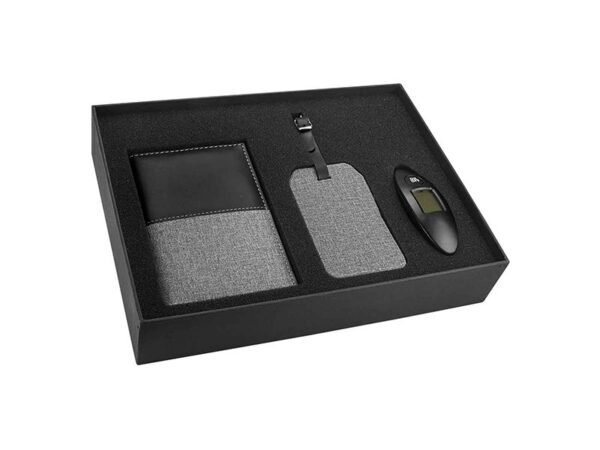 Set De Viaje Daegu con báscula digital de 40kg portapasaporte de curpiel e identificador de maletas