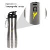 Cilindro Acero inoxidable de 750 ml con arnés de aluminio y tapa de seguridad para uso corporativo.