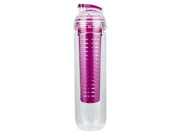 CILINDRO TISZA de 800 ml fabricado en plástico con compartimento infusionador para frutas y tapa de rosca.