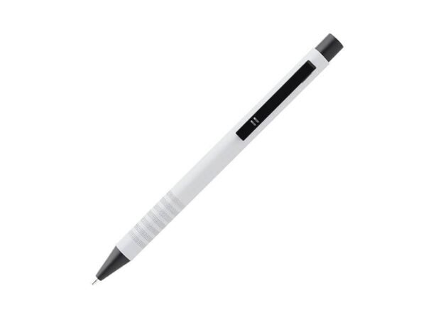 Bolígrafo Celleno de aluminio con acabado brillante y clip metálico, pluma personalizada con tinta azul para campañas promocionales de lanzamiento corporativo.