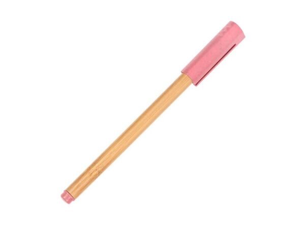 Bolígrafo Orvieto de bambú con tapón de fibra de trigo, pluma ecológica personalizada con tinta de gel negra para ferias comerciales y exposiciones.