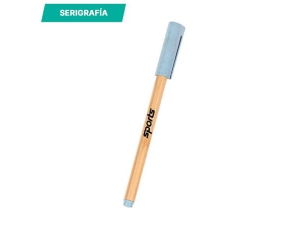 Bolígrafo Orvieto de bambú con tapón de fibra de trigo, pluma ecológica personalizada con tinta de gel negra para ferias comerciales y exposiciones.