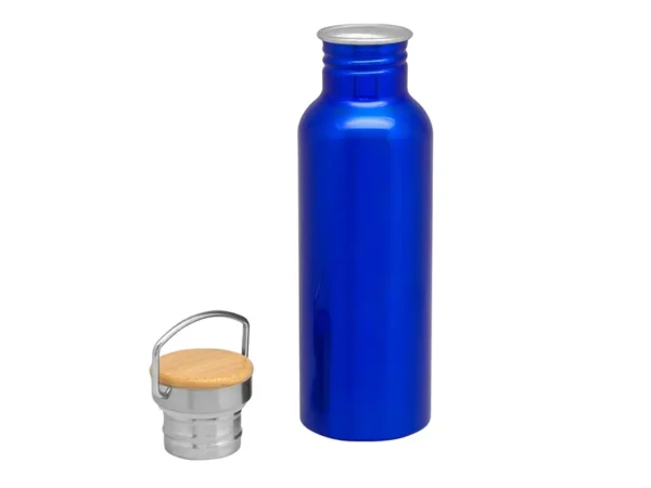Botella Armin De Agua Personalizada de aluminio 750 ML con tapa de bambú y manija de acero, cilindro para agua personalizado para incentivos corporativos en caja Kraft.