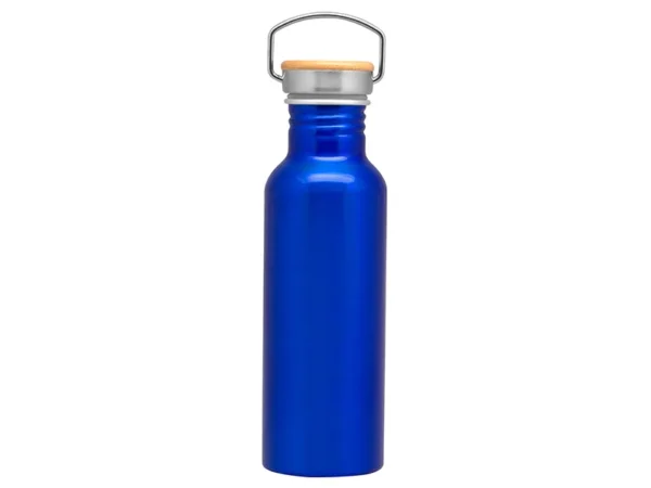 Botella Armin De Agua Personalizada de aluminio 750 ML con tapa de bambú y manija de acero, cilindro para agua personalizado para incentivos corporativos en caja Kraft.