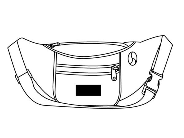 Cangurera de poliéster 420D con dos bolsillos, salida para audífonos y correa ajustable para personalización corporativa.