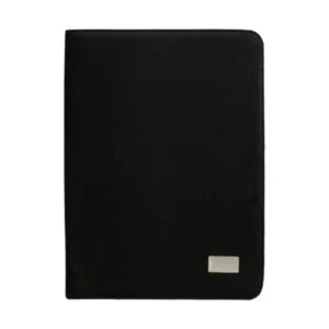 Carpeta Qana ejecutiva de poliéster 300D con soporte para tablet, porta celular y bloc A4.