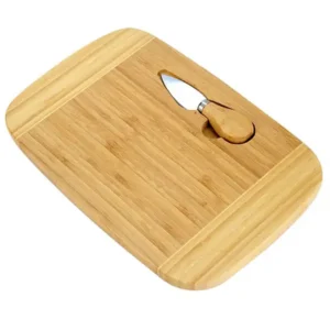 Tabla Set para Quesos Solaris de madera de bambú con cuchillo especializado para regalo gourmet.