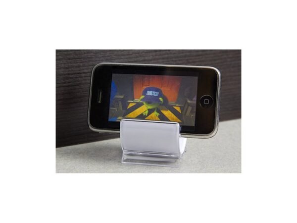 Soporte Snow para smartphone de plástico compacto personalizado para branding en escritorio Dot Factory