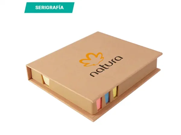 Set ecológico de notas adhesivas con cubierta rígida de cartón y banderitas de colores para escritorio Dot Factory