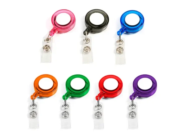 Porta Gafete Translúcido retráctil de plástico con clip de sujeción para identificación de personal Dot Factory