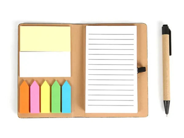 Juego Payoh - Bloc de notas adhesivo con cubierta de PU y bolígrafo - Dot Factory