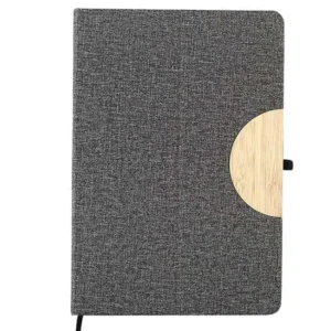 Libreta Veneto para empresa vista sin separador, acabado Termo PU lino color gris, ideal para regalos corporativos