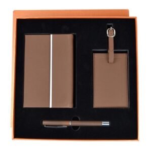 Set Palermo ejecutivo con libreta de filo metálico bolígrafo identificador de maletas y estuche de regalo