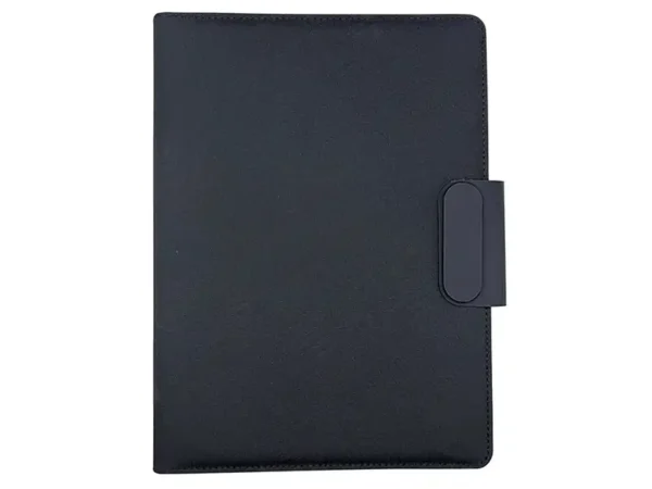 Porta Documentos Ginebra negro de PET reciclado, vista frontal, porta documentos corporativo personalizado con logo