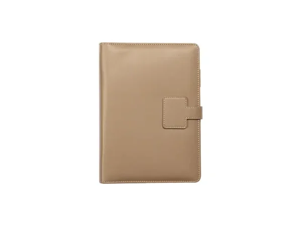 Carpeta Kapan tamaño A5 en cuero sintético colores beige café negro y verde militar para agentes inmobiliarios. Color Beige