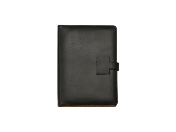 Carpeta Kapan tamaño A5 en cuero sintético colores beige café negro y verde militar para agentes inmobiliarios. Color Negro