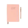 Agenda Diaria Falun de curpiel color negro con resorte sujetador, bolígrafo incluido y caja de cartón individual