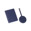 Set Sautens de porta pasaporte y etiqueta de maleta en curpiel colores azul
