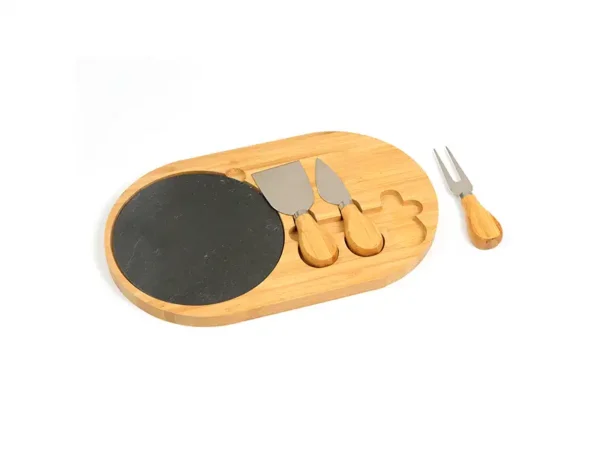 Set de quesos Dakar de madera de bambú con tabla de piedra pizarra y utensilios para regalo corporativo. Foto de perfil