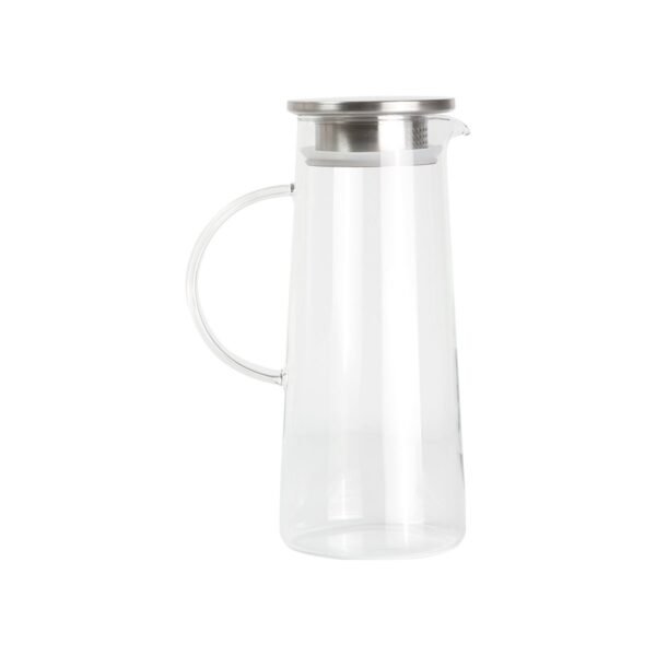 Jarra Kiruna de vidrio de borosilicato transparente con tapa de acero inoxidable y asa