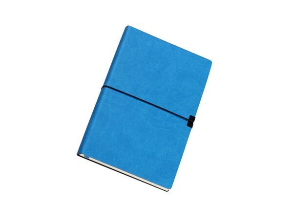Libreta de pasta rígida de poliuretano con resorte elástico y listón separador de 21x13.5 cm