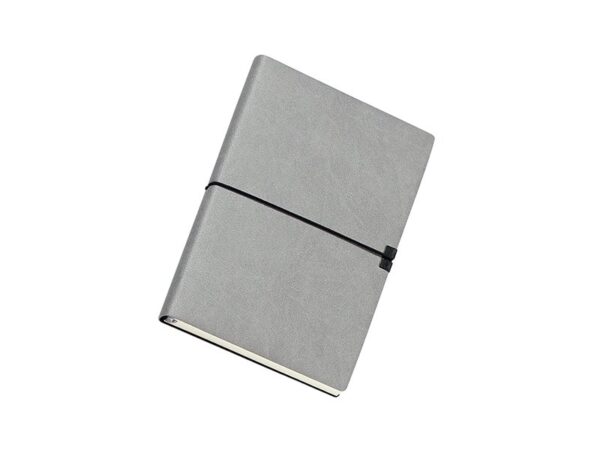 Libreta de pasta rígida de poliuretano con resorte elástico y listón separador de 21x13.5 cm