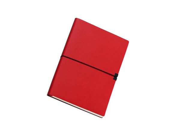 Libreta de pasta rígida de poliuretano con resorte elástico y listón separador de 21x13.5 cm