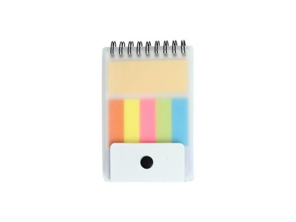 Libreta Con Banderines Adheribles con pasta plástica, 150 hojas rayadas y juego de banderines adheribles de colores