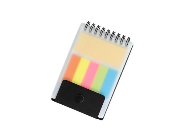 Libreta Con Banderines Adheribles con pasta plástica, 150 hojas rayadas y juego de banderines adheribles de colores