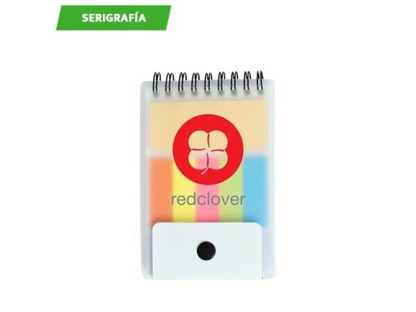 Libreta Con Banderines Adheribles con pasta plástica, 150 hojas rayadas y juego de banderines adheribles de colores