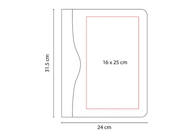 Carpeta Harbel de curpiel negro con block A4 y compartimentos organizadores para oficina y eventos. Medidas