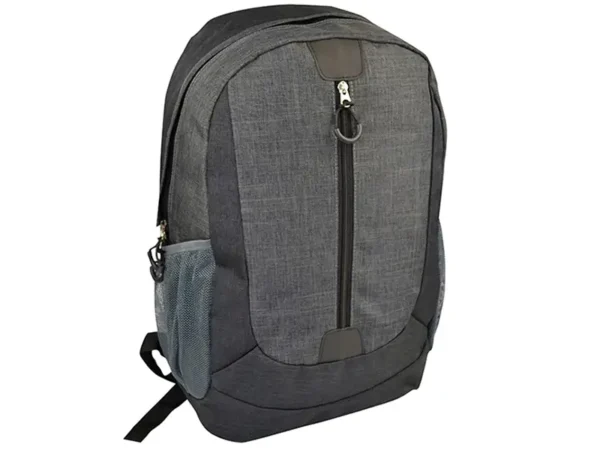 Backpack Jones Laptop color gris de poliéster con compartimento acolchado para computadora y bolsillos de malla.