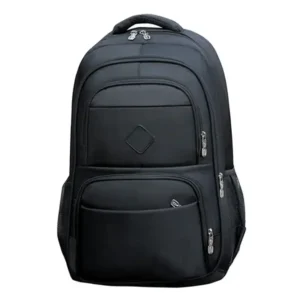 Backpack Hogan negra impermeable de poliéster con compartimento para laptop y tres bolsos frontales para sector TI