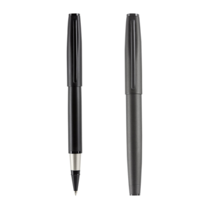 Bolígrafo Surin roller ball de acero inoxidable color negro con estuche de lujo