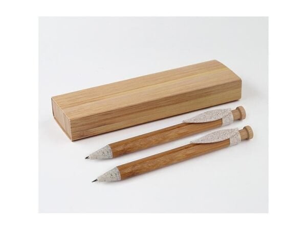 Set de bolígrafo y lapicero de fibra de bambú y trigo para kits de bienvenida empresarial