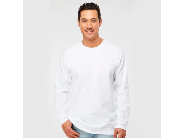 Sudadera unisex de felpa cuello redondo de 254 gr, mezcla algodón-poliéster con puños y pretina de licra para empresas.