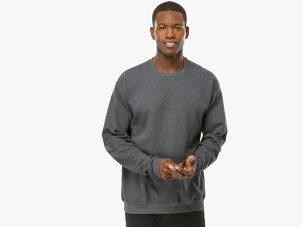 Sudadera unisex de felpa cuello redondo de 254 gr, mezcla algodón-poliéster con puños y pretina de licra para empresas.