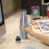 Botella Termica Isla de acero inoxidable doble pared 500 ml con acabado brillante, termo personalizado que mantiene 24 horas frío para kits corporativos.