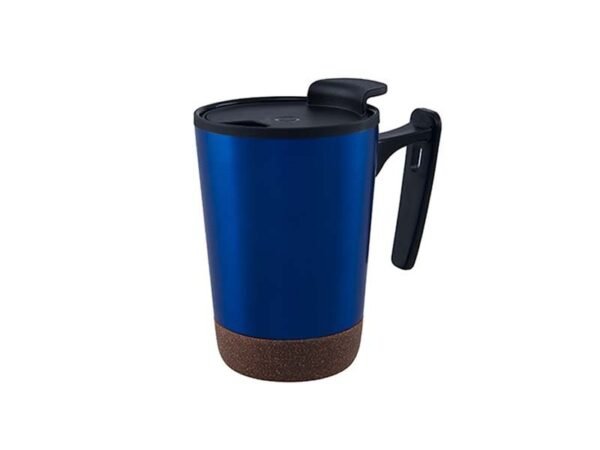 Taza Kilia de acero inoxidable con base de corcho natural y tapa de dos posiciones de 300 ml