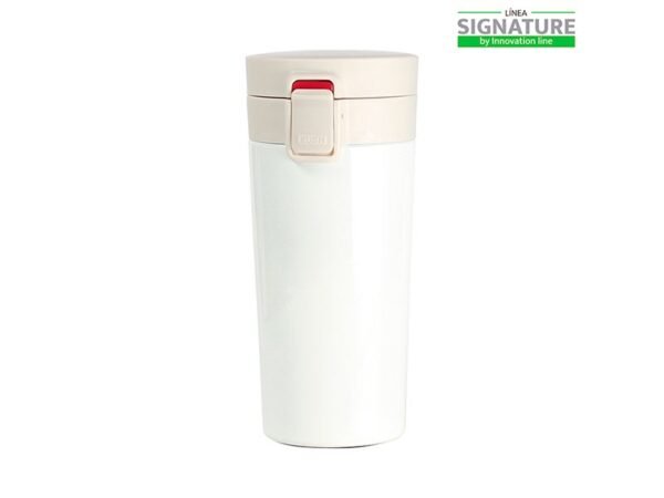 Termo Doble Pared Inn de acero inoxidable 350ml con apertura automática, cilindro térmico personalizado con tapa de seguridad para regalos corporativos.