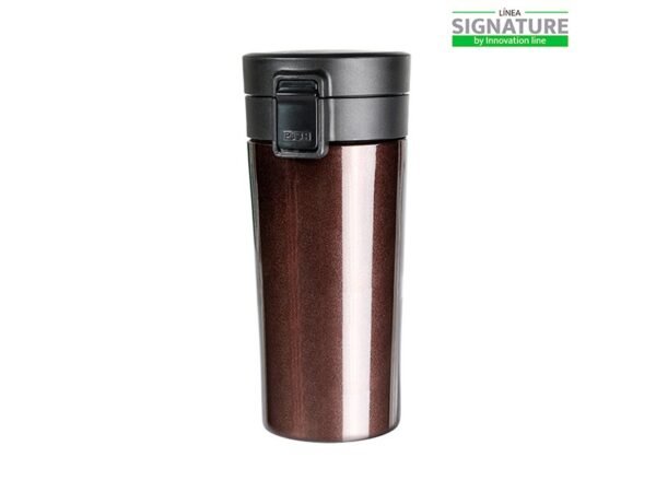 Termo Doble Pared Inn de acero inoxidable 350ml con apertura automática, cilindro térmico personalizado con tapa de seguridad para regalos corporativos.