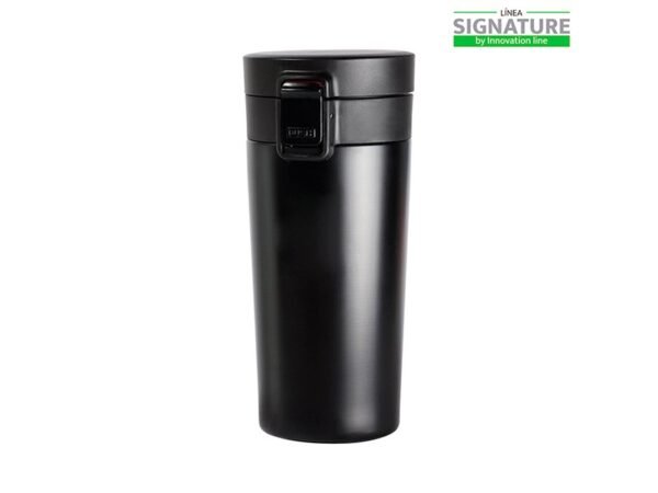 Termo Doble Pared Inn de acero inoxidable 350ml con apertura automática, cilindro térmico personalizado con tapa de seguridad para regalos corporativos.