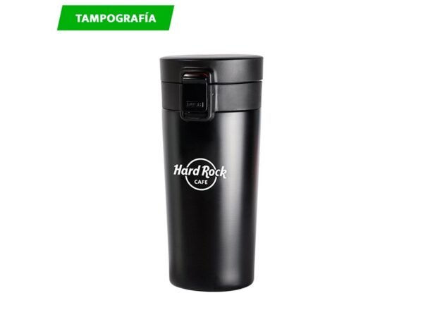 Termo Doble Pared Inn de acero inoxidable 350ml con apertura automática, cilindro térmico personalizado con tapa de seguridad para regalos corporativos.