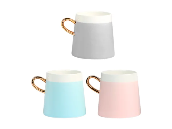 Taza Cafe Innova de cerámica blanca con asa dorada de lujo capacidad 360 ml