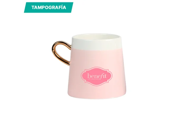 Taza Cafe Innova de cerámica blanca con asa dorada de lujo capacidad 360 ml