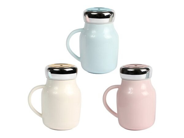 Taza Promocional Cafe de cerámica con tapa y asa capacidad 450 ml para oficina